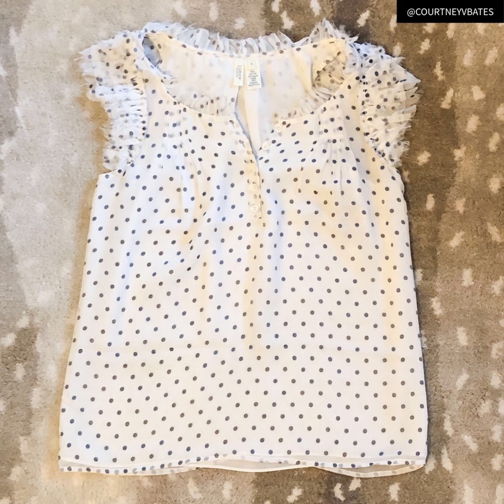 J.Crew Collection Ruffled Polka Dot Blouse